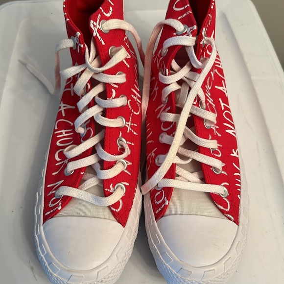 Women’s converse Not A Chuck red sneakers W size 11 M size 9 high tops - Picture 3 of 7
